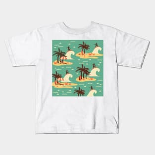 The Surfing Cartoon Illustration 2 Kids T-Shirt